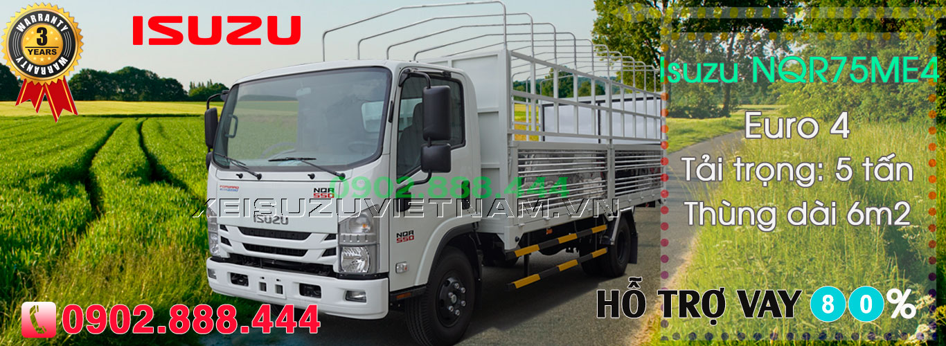 Xe tải Isuzu 5 tấn thùng mui bạt - NQR75ME4