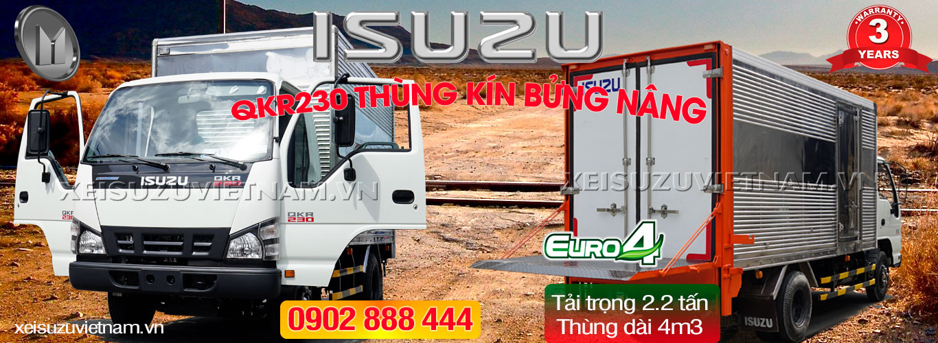Xe tải Isuzu 2T2 thùng kín bửng nâng - QKR77FE4