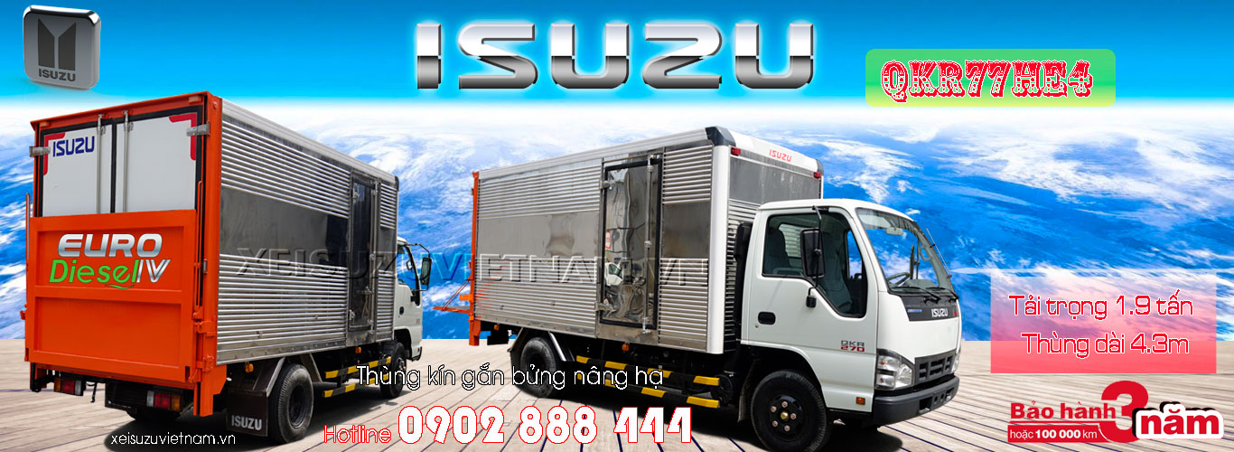 Xe tải Isuzu 1T9 thùng kín bửng nâng - QKR77HE4